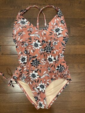 Kona Sol Floral One Piece Swimsuit Floral Pink Size M Excellent Condition